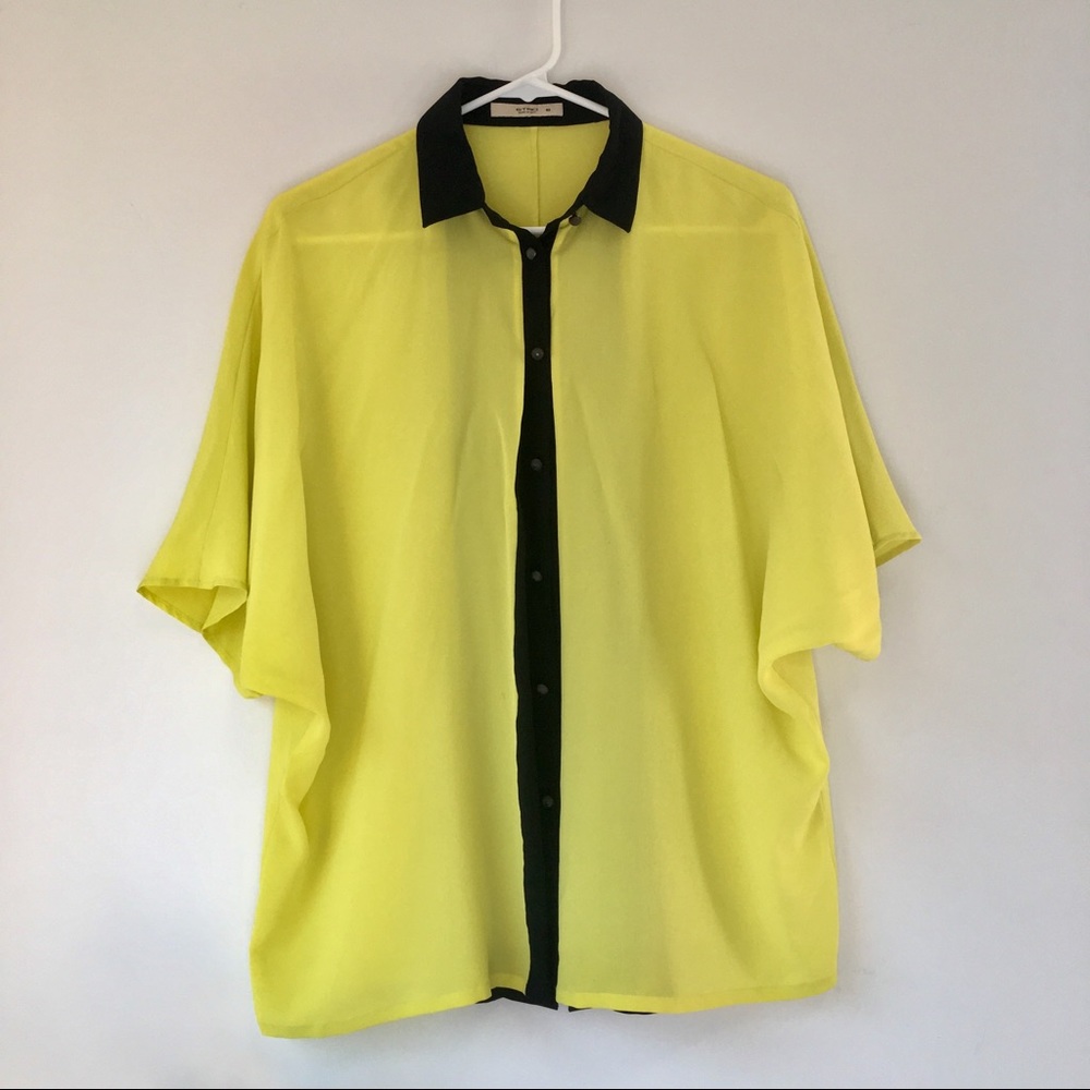 Etro Neon Yellow 100% Silk Blouse